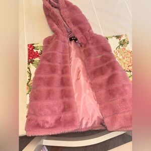 DKNY Pink Plush Vest Cozy Sherpa Style